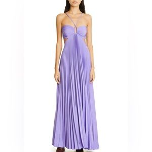 A.L.C Moira pleated halter maxi dress purple